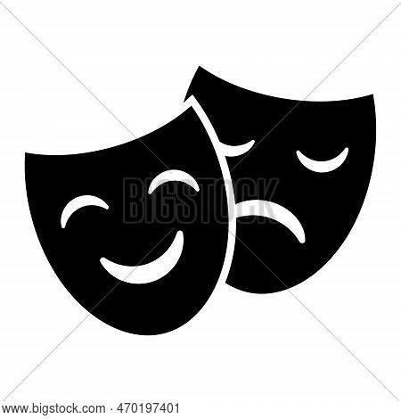 Theater Mask Icon. Vector Illustration Isolated On White Background