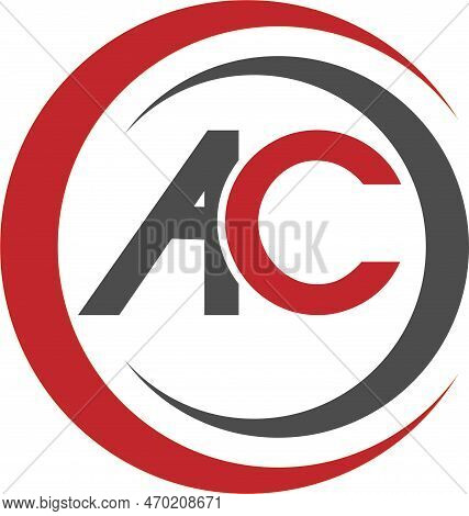 Ac Letter Logo And Vector Design With Red And Block Color