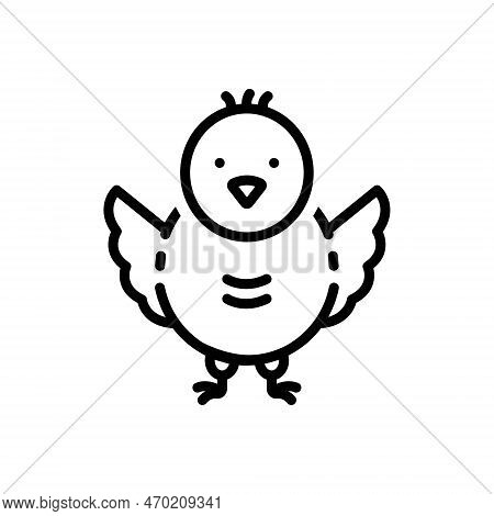 Black Line Icon For Chick Poult Biddy Hen Baby Bird Dove Wings Baby-chick Newborn