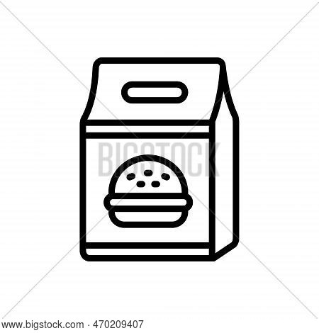 Black Line Icon For Packed Rolled Girded Wrapped Food Snack Pouch Container