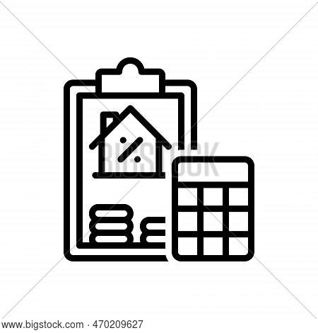 Black Line Icon For Interest Deposit Paysheet Invoice Calculation Finance Percentage Investment Inte