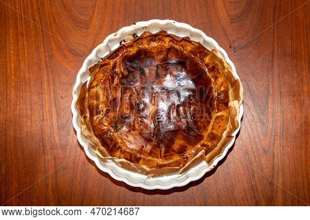 Burnt Cake Frangipani On Wooden Table Cakes Overcooked In Charred Oven