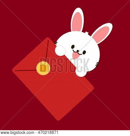 Chinese New Year Money Pocket Vector. Rabbit In Rad Bag. Chinese Money Bag Vector. Good Luck. Year O