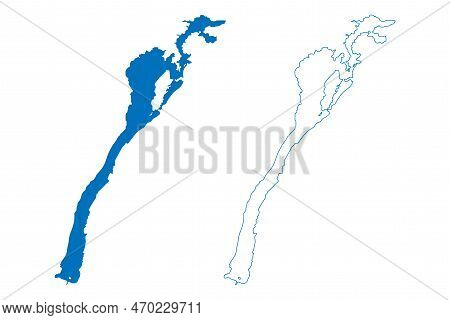 Lake Banks Reservoir (united States Of America, North America, Us, Usa, Washington) Map Vector Illus
