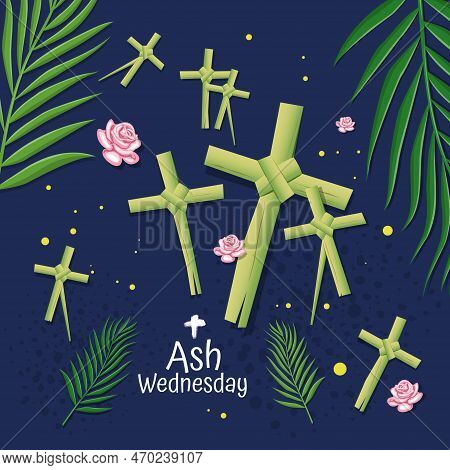 Ash Wednesday Abstract Symbolic Religious Christian Symbol For The Beginning Of Lent, With Cross Of 