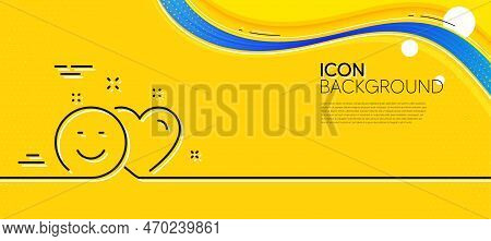 Social Media Like Line Icon. Abstract Yellow Background. Heart, Smile Sign. Positive Feedback Symbol