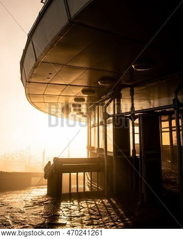 Sunrise On A Jested. The Rays Of The Sun Shining Through The Architecture Of Jested. Czech Republic