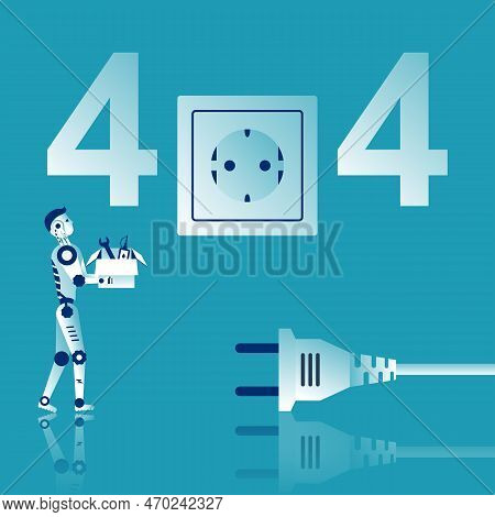 404 Error, Page Not Found. Connection Error. Electrical Plug Off The Socket. Isolated On Background.