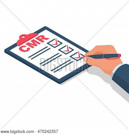 Cmr Concept. Shipping Document. Logistics Concept. Worldwide Logistics. Distribution Contract. Man I