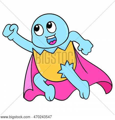 The Turtle Superhero Beast Flies To Space, Vector Illustration Art. Doodle Icon Image Kawaii.