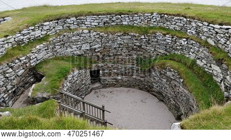Inner Court Surrounded By Stone Walls Of The Broch Of Clickimin Near Lerwick, Shetland Islands, Scot