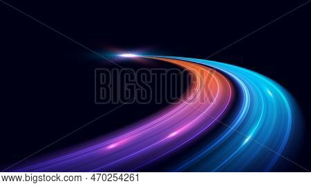 Modern Abstract Light Trails With High-speed Effect. Futuristic Dynamic Motion Technology. Movement 