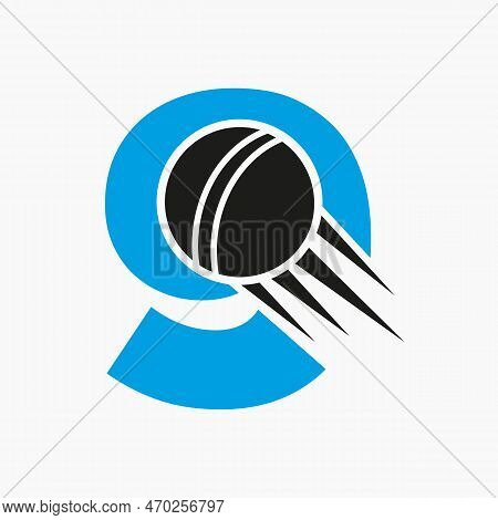 Letter 9 Cricket Logo Concept With Moving Cricket Ball Icon. Cricket Sports Logotype Symbol Vector T