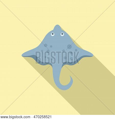 Wildlife Stingray Icon Flat Vector. Fish Animal. Cute Underwater