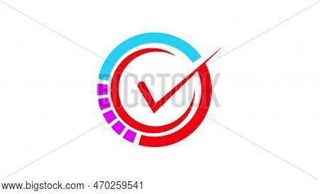 Check Mark Sign, Colorful Tike Icon On White Color Illustration Background.