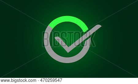Check Mark Sign, Colorful Tike Icon On Green Color Illustration Background.