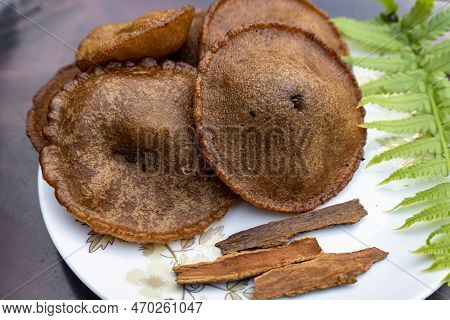 Oily Cake Is A Popular Food In Bangladesh And By Indian People. Oil Cake Is Made From Rice With Oil,
