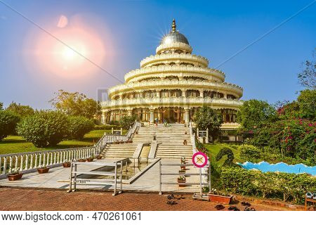 Bangalore, India - 08.012023: Ashram Of Hindu Spiritual Master Sr Sri Ravi Shankar. Its The Main Ash