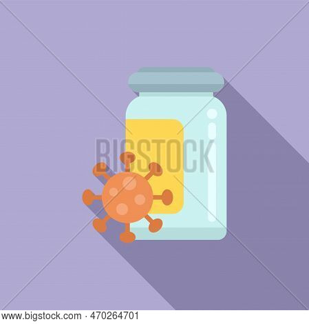 Strong Virus Icon Flat Vector. Bacteria Drug. Food Pill