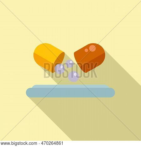 Immune Pill Icon Flat Vector. Bacteria Drug. Medical Microbe