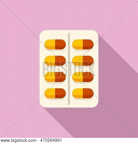 Pill Blister Icon Flat Vector. Bacteria Resistant. Medical Immune