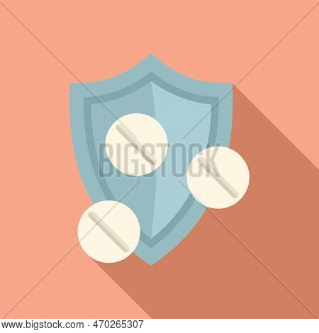 Pill Secured Icon Flat Vector. Bacteria Drug. Virus Resistant