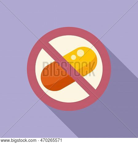 No Drugs Icon Flat Vector. Bacteria Drug. Antibiotic Disease