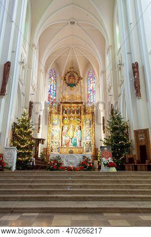 Czestochowa, Poland - 01 January, 2023: Interier Of The Archcathedral Basilica Of The Holy Family Is