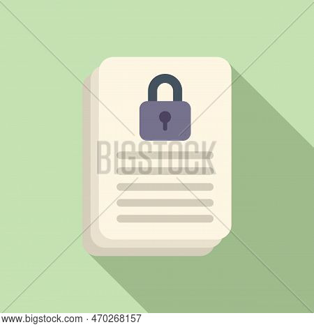 Lock Document Icon Flat Vector. Cyber Account. Service Log