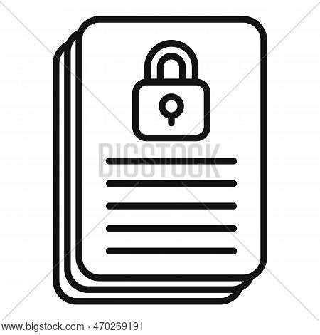 Lock Document Icon Outline Vector. Cyber Account. Service Log