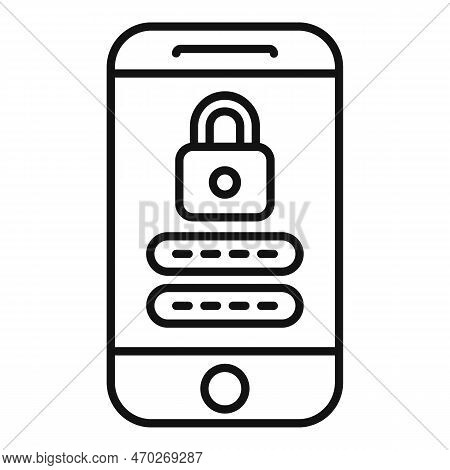 Phone Login Icon Outline Vector. Cyber App. Screen Biometric