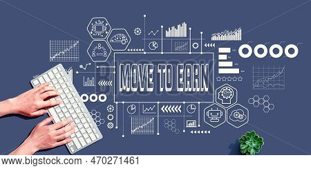 Move To Earn Theme With Person Using A Computer Keyboard