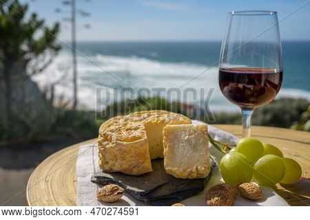 Tasting Of Tawny Port Wine And Local Portuguese Matured Cheese Queijo Serpa, Setubal Area, Portugal