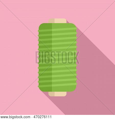 Cotton Thread Bobine Icon Flat Vector. Factory Machine. Process Roll