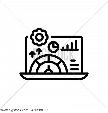 Black Line Icon For Performance Presentation Perform Achievement Graph Project Action Task Function 