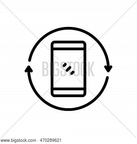 Black Line Icon For Flip Spin Twist Overturn Turn Capsize Replace Exchange Return Mobile Smartphone 