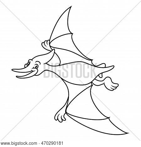 The Cartoon Funny Pterodactyl On White Background