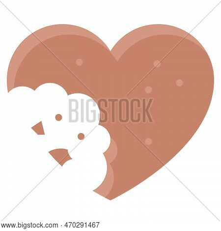 Heart Shaped Bitten Cookie Icon, Love And Heart Vector Illustration