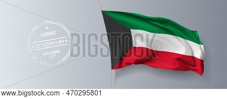 Kuwait Happy National Day Greeting Card, Banner With Template Text Vector Illustration. Kuwaiti Memo