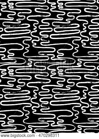 Abstract Seamless Lined Black And White Textile Design
