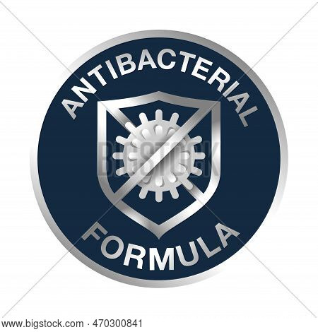 Antiviral Antibacterial Formula 3d Silver Shield Icon. Stop Sign, Health Protection, Hand Sanitizer 
