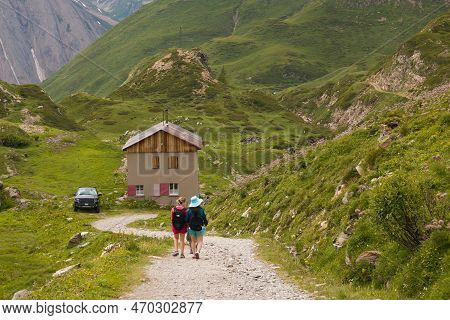 Val Formazza, Italy - July 20, 2021: View Of Pathway To Alpine Lake In The Beautiful Val Formazza, P