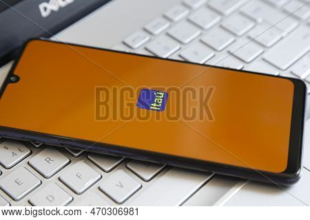 Minas Gerais, Brazil - September 19, 2021: Screen Of The Itau Bank Application