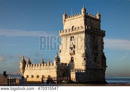 Tower Of Belem (torre De Belem) Is Architectural Icon Of The City. Famous Touristic Place And Romant