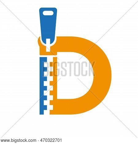 Initial Letter D Zipper Logo For Fashion Cloth, Embroidery And Textile Symbol Identity Vector Templa