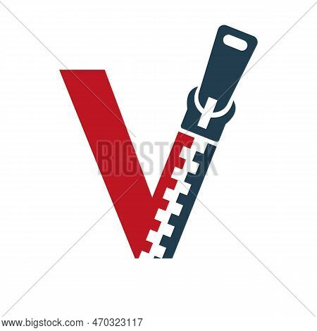 Initial Letter V Zipper Logo For Fashion Cloth, Embroidery And Textile Symbol Identity Vector Templa