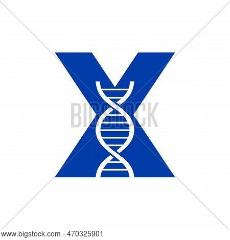 Initial Letter X Dna Logo Concept For Biotechnology, Healthcare And Medicine Identity Vector Templat