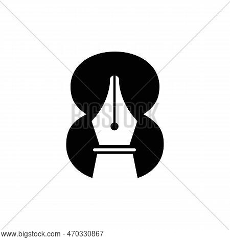 Initial Letter 8 Pen Nib Icon For Education Logo And Law Symbol Vector Template Based Alphabet