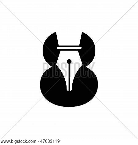 Initial Letter 8 Pen Nib Icon For Education Logo And Law Symbol Vector Template Based Alphabet