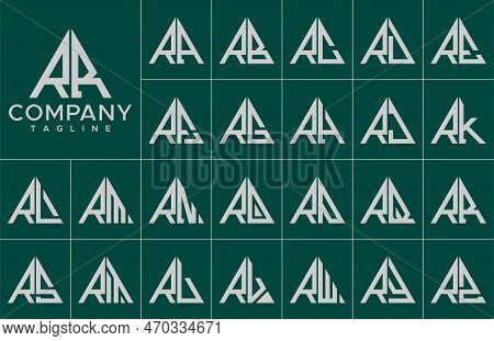 Modern Triangle Letter R Logo Design Template Set. Simple Line R Initial Logo.